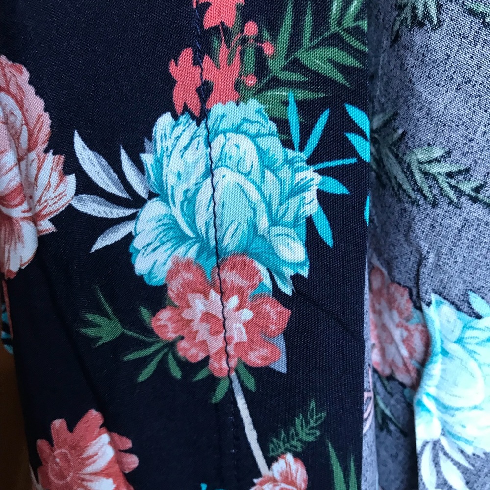 Plus Size Blue Floral Cardigan Kimono Duster NWT - Picture 3 of 7